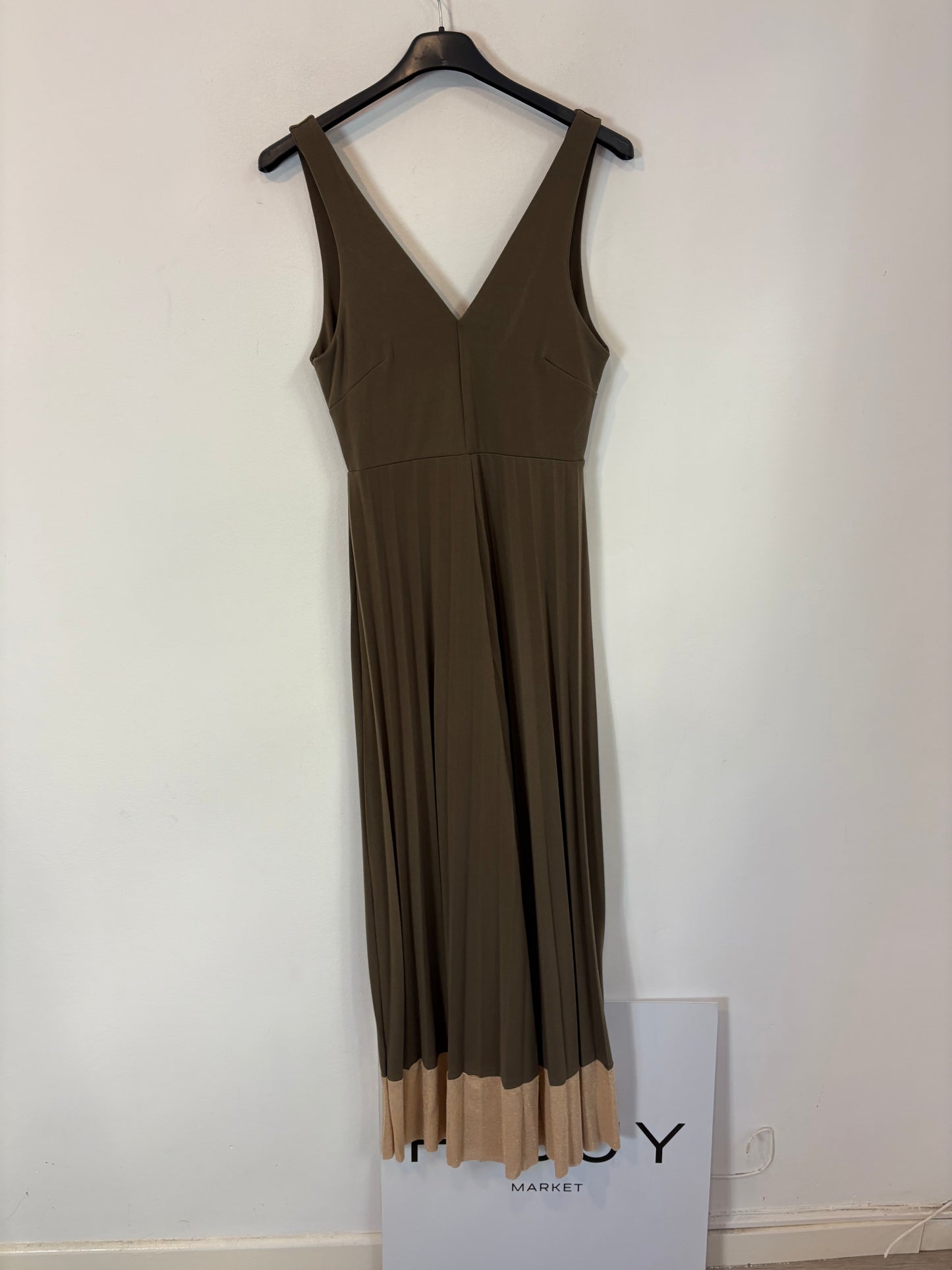 OTHERS. Long green pleated jumpsuit. TS