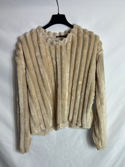 ZARA. jersey textura suave beige. T S