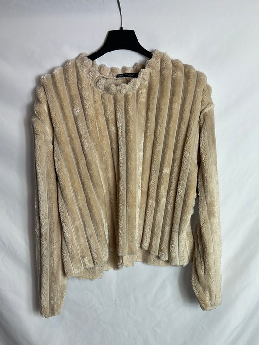 ZARA. jersey textura suave beige. T S