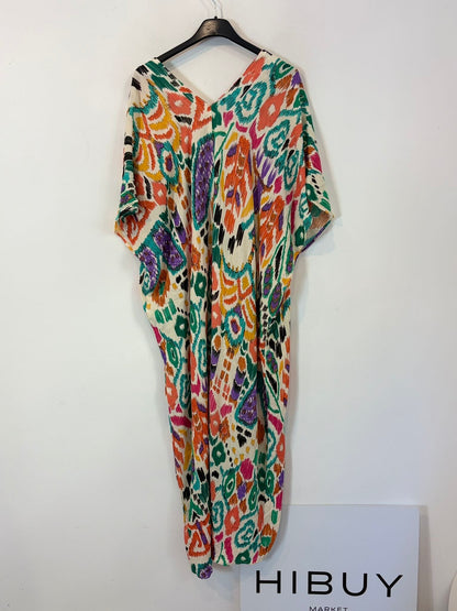 ZARA. Vestido kaftán estamapdo multicolor