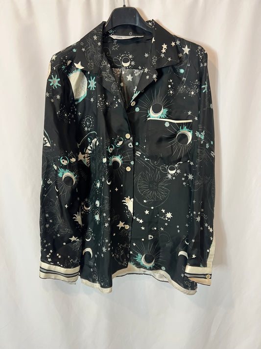 ZARA. Black printed blouse T.xs
