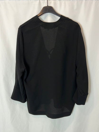 IRO. Flowing black blouse with neckline detail. Size 38