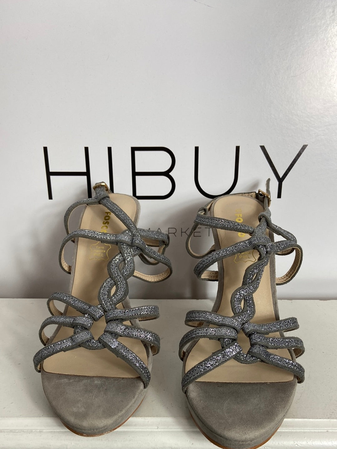 FOSCO. Grey heeled sandal size 40