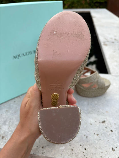AQUAZZURA. Sandalia  Sundance textura brillo. T 40.5