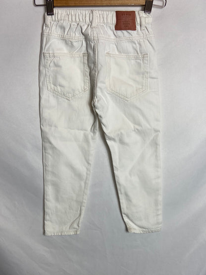 ZARA. White denim-effect trousers, size 4-5 years