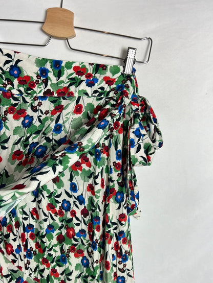 VOLANDA. Falda midi flores cruzada T.u(s/m)