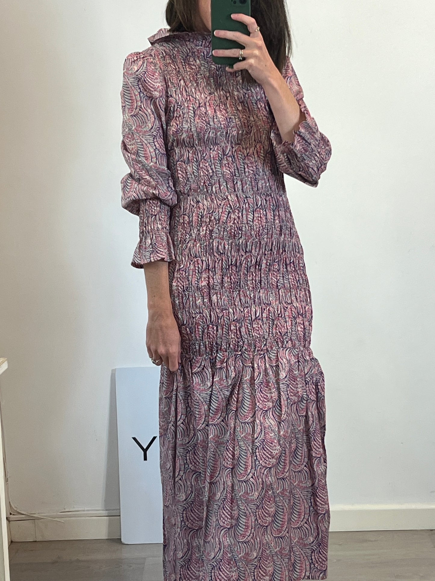 MARIA DE LA ORDEN. Vestido largo estampado nido de abeja. T S