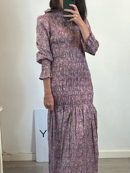 MARIA DE LA ORDEN. Vestido largo estampado nido de abeja. T S