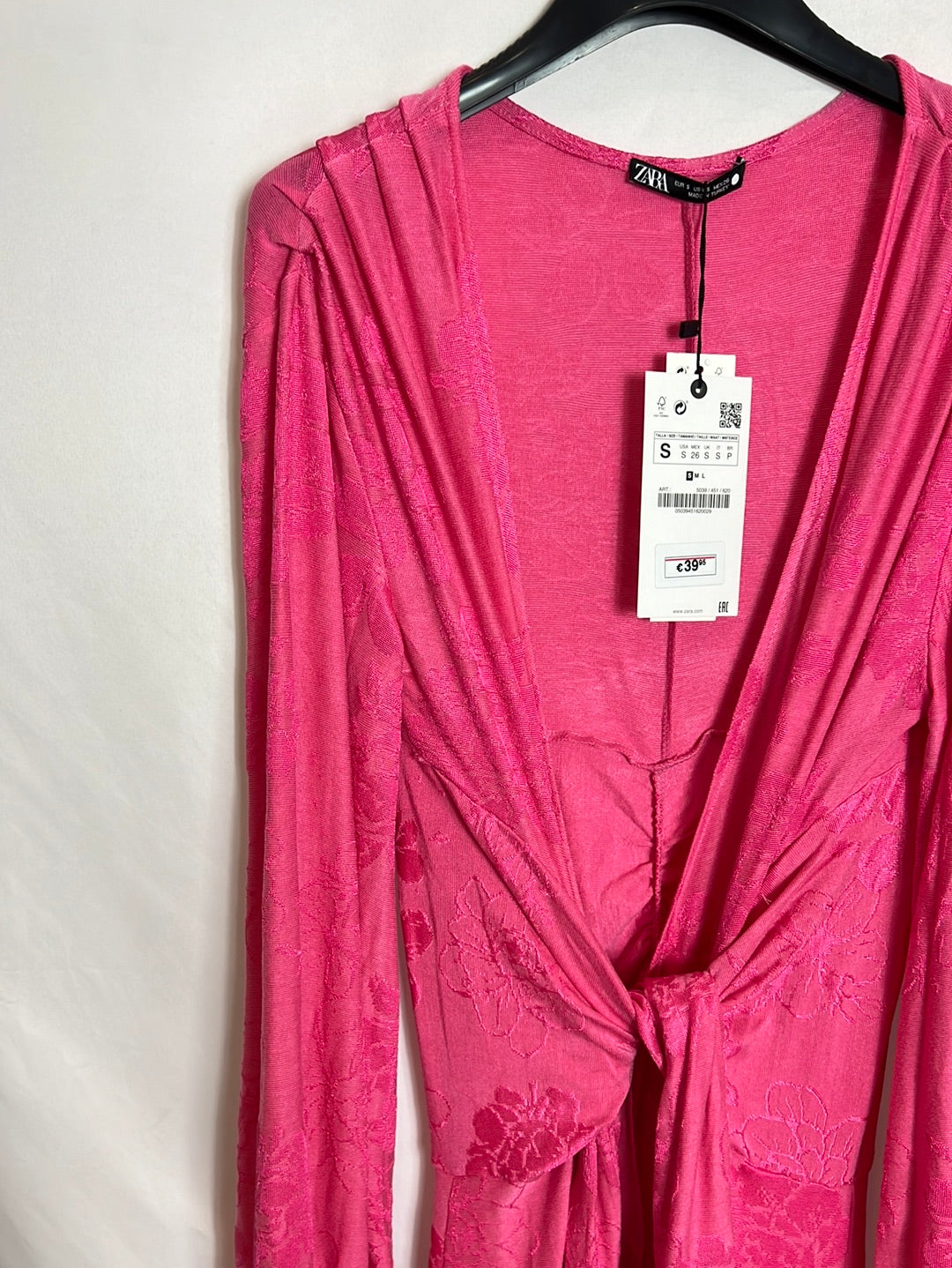 ZARA. Kimono rosa flores T.s