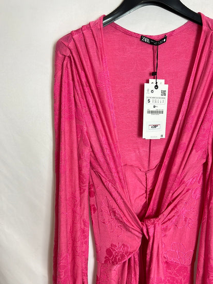 ZARA. Kimono rosa flores T.s