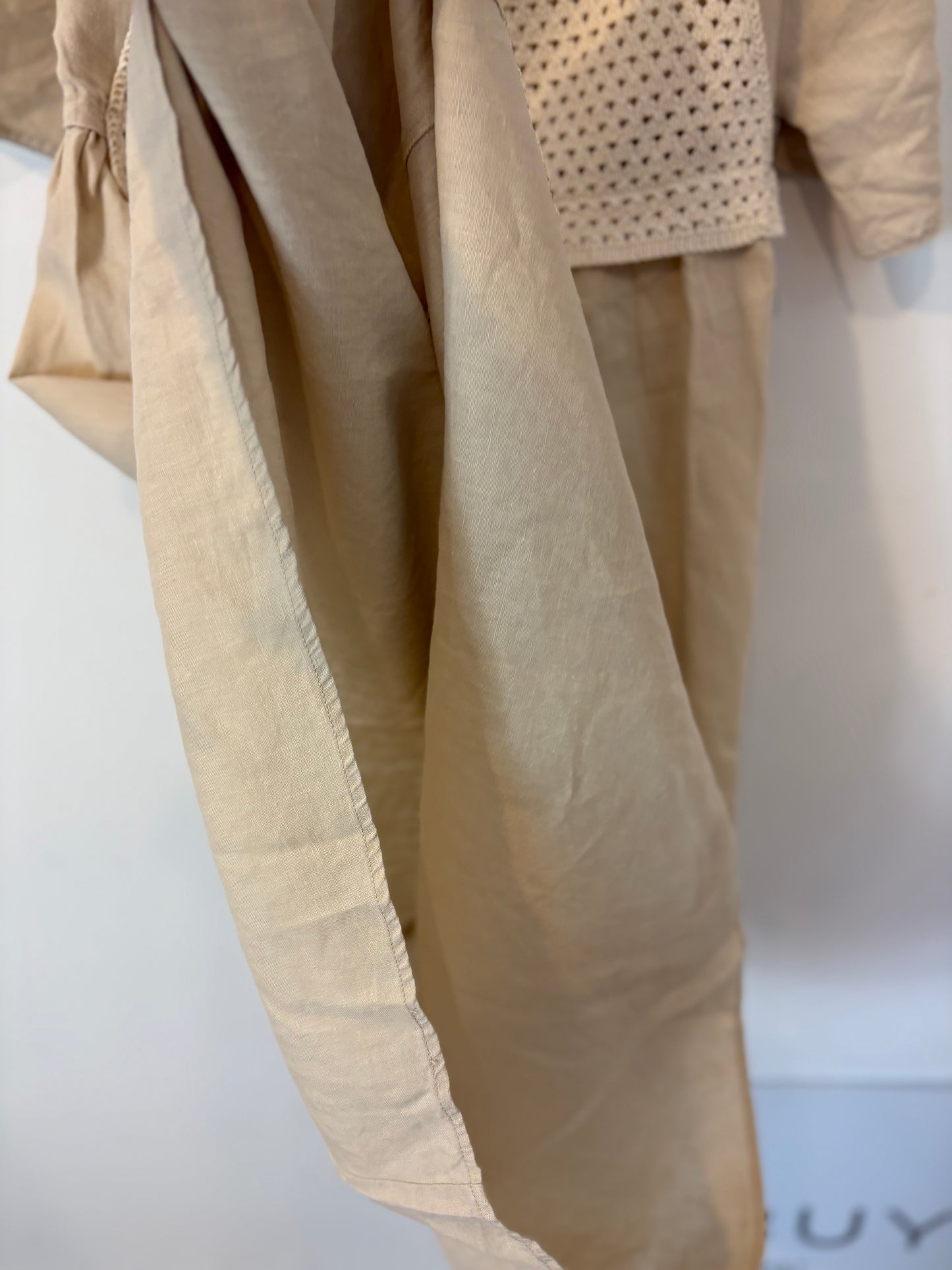 ZARA.Vestido largo lino y crochet