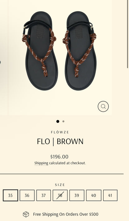 FLÓWZE. Sandalia plana tira marrón. T 39