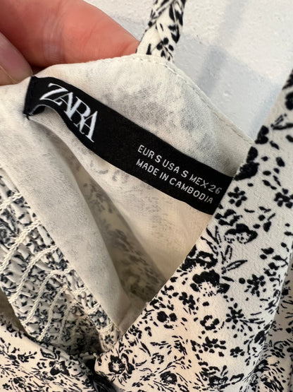ZARA. VestidAo largo fluido flores mini. T S