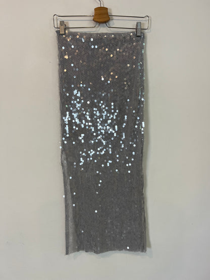ZARA. falda lentejuelas azul grisaceo T.s