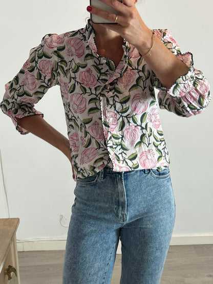 ROCK&GOLD. Blusa flores rosas T.s