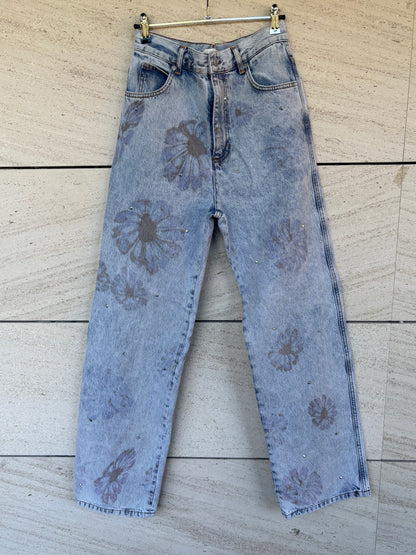 SANDRO. Denim recto flores. T 38