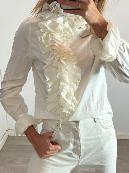 COSSY. Blusa crema volantes T.M