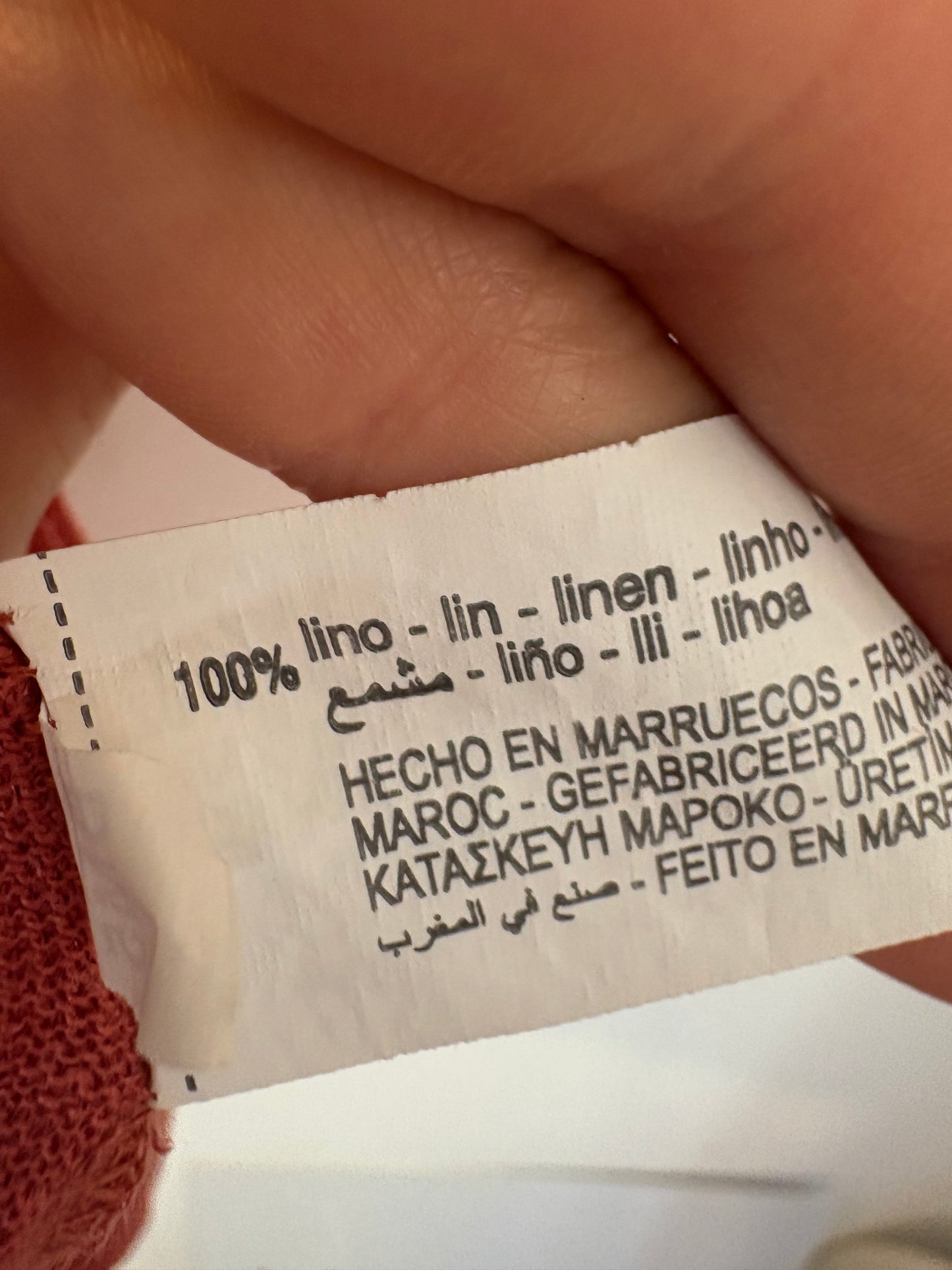 ZARA. Camiseta lino teja