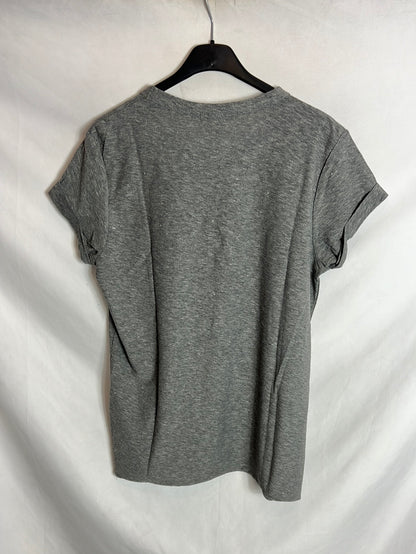 SCALPERS. Heather grey textured logo t-shirt. T l
