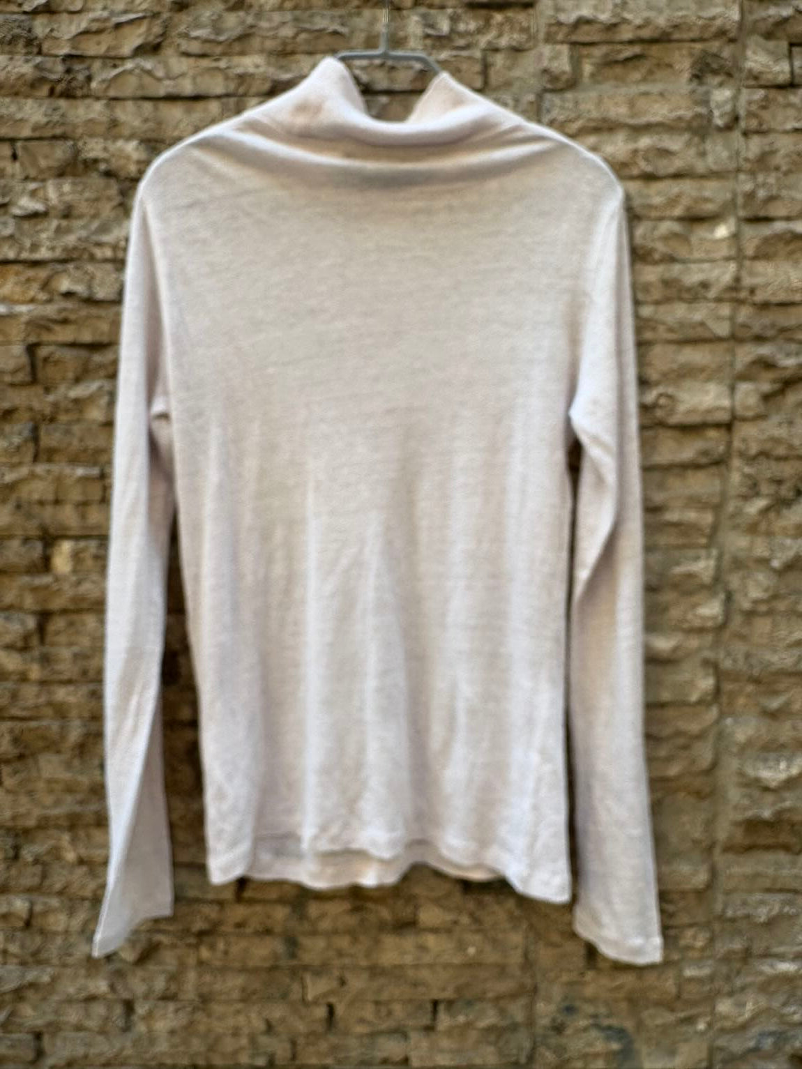 IRO. Top beige lino manga larga
