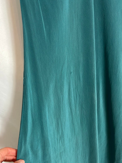 CÔTE FEMME. Vestido midi seda verde agua. T 36