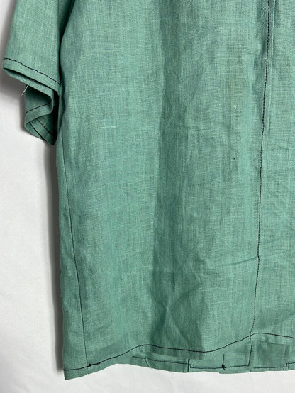 SOPHIE AND LUCIE. Short-sleeved aqua-green linen jacket. Size 36