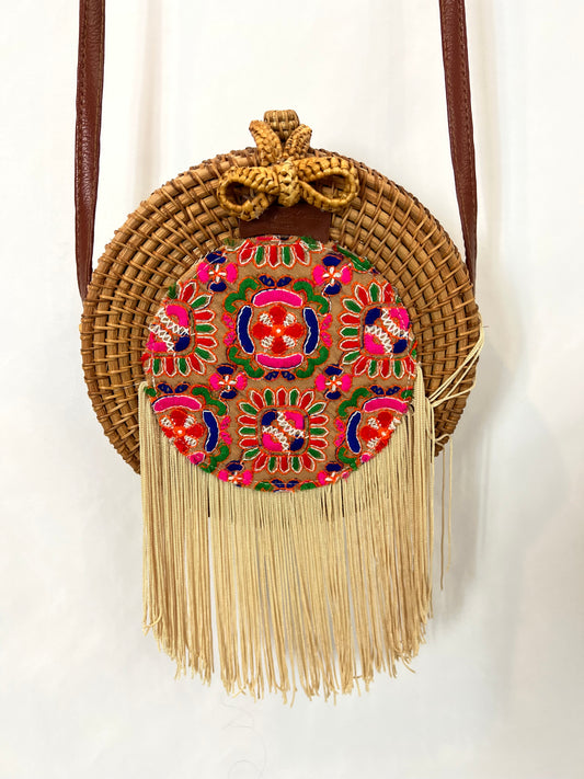 ANSA PER ANSA MENORCA.Bolso mimbre redondo