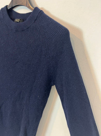 MASSIMO DUTTI. Jersey azul canalé mezcla . T S