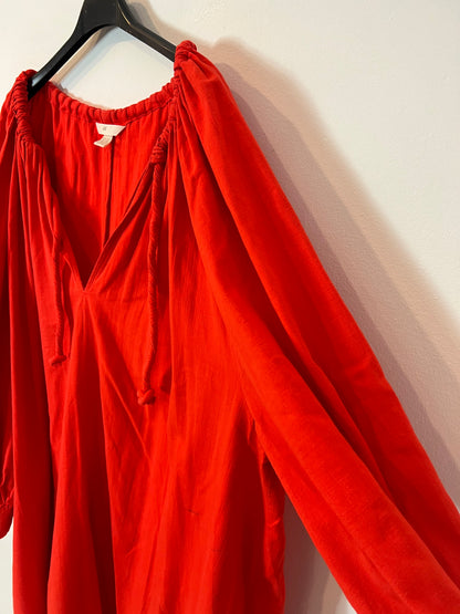 H&amp;M. Long red dress with rope detail and neckline, size XXL