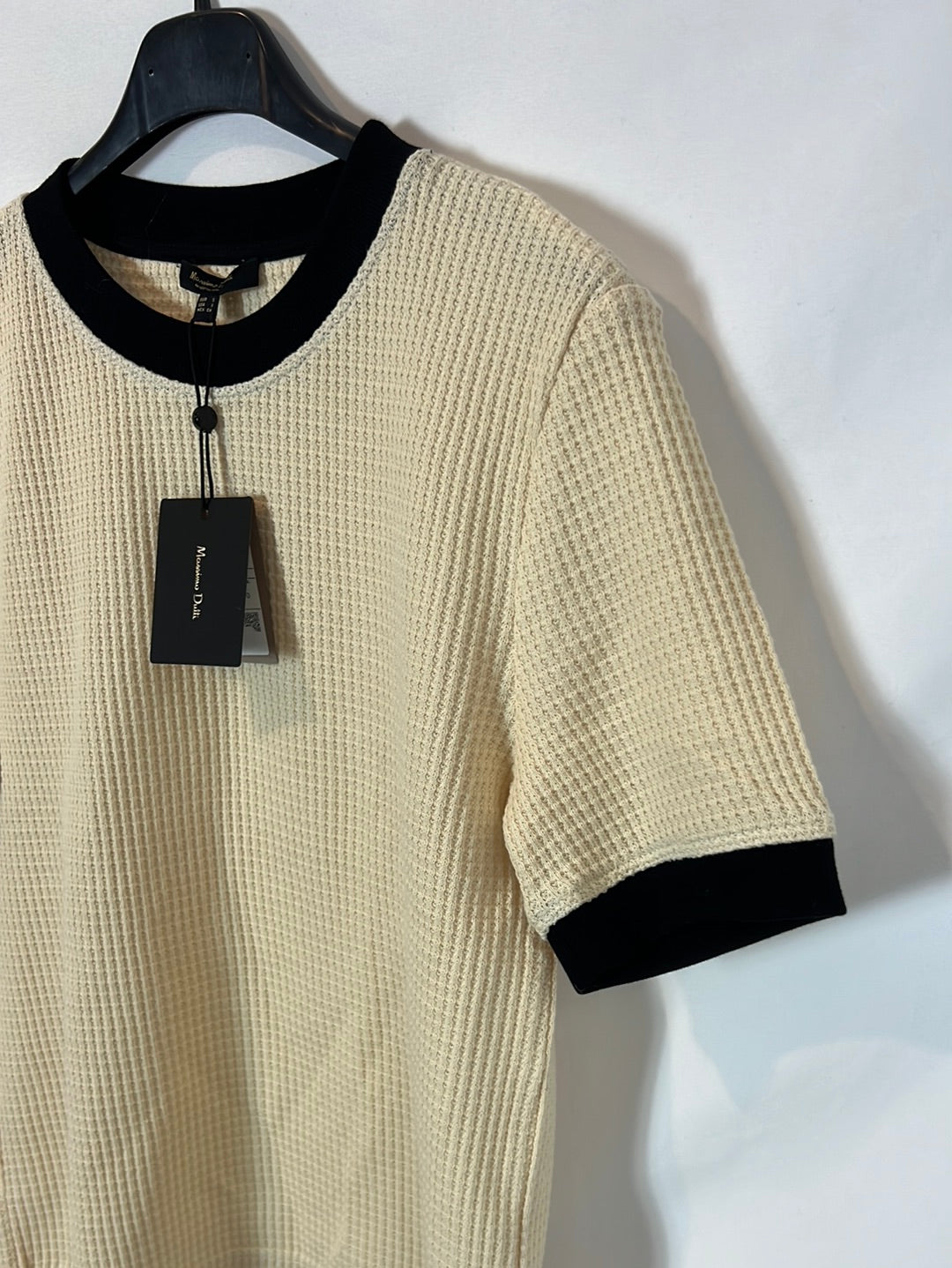 MASSIMO DUTTI. Top beige textura. T S