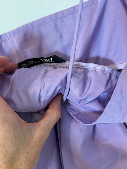 ZARA. Vestido morado doble lazada T.s