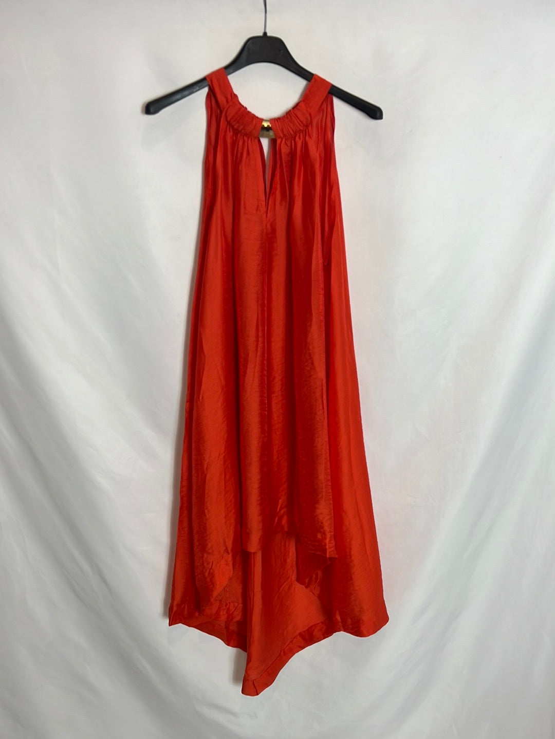 OTRAS. Vestido corto naranja brillos TU(S)