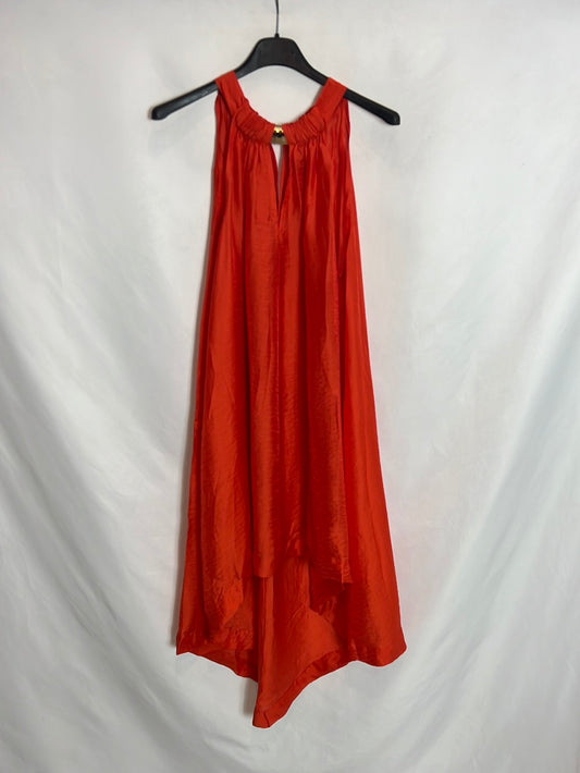 OTRAS. Vestido corto naranja brillos TU(S)