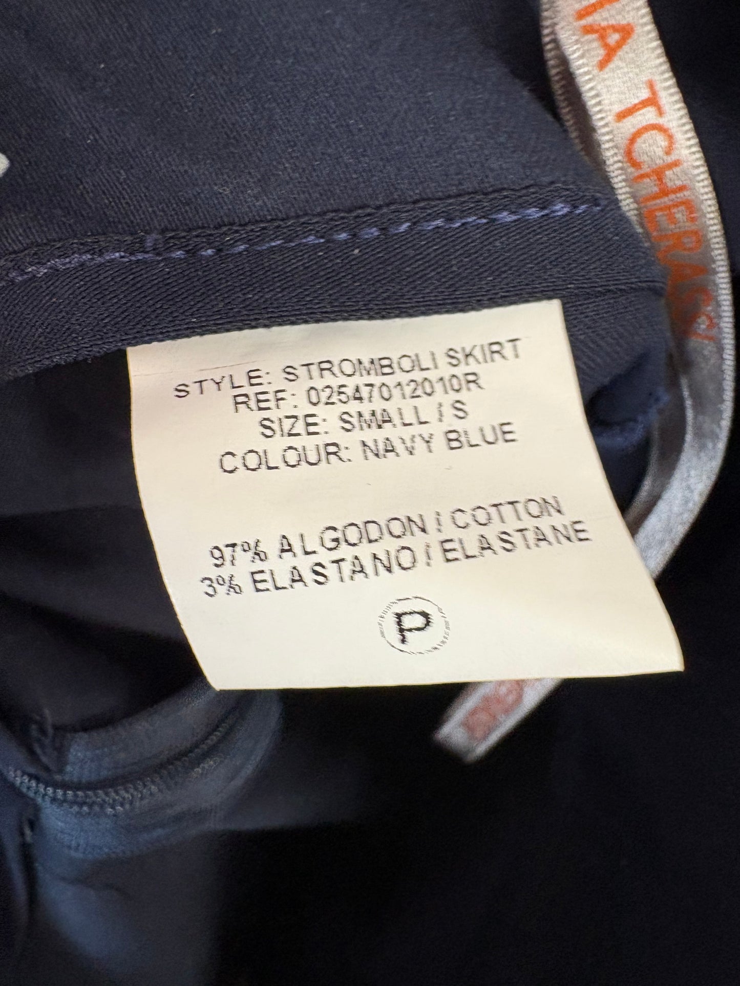 SILVIA TCHERASSI. Falda midi azul volante. T S