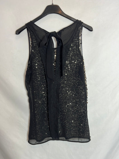 OTRAS. top negro semitransparente lentejuelas. T S/M