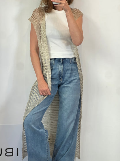 MAEVE. Chaleco largo dorado punto. TU (M)