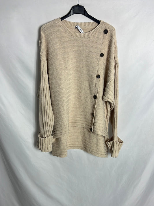 ZARA. Jersey beige botones T. M