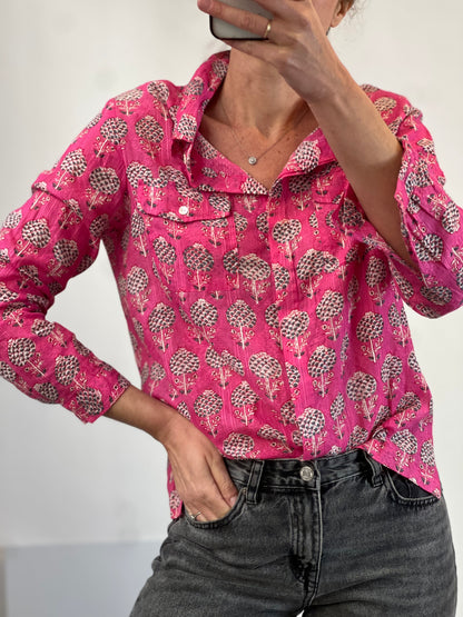 NATURE. Pink printed blouse. TM