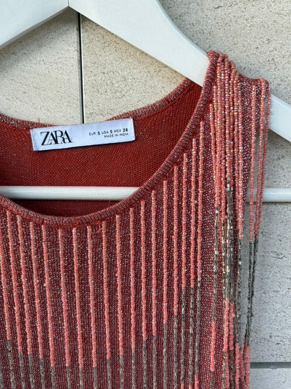 ZARA limited edition. Vestido corto flecos purpurina