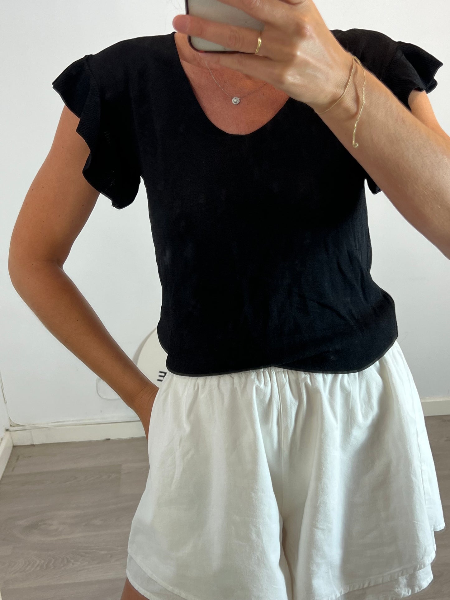 OTHERS. Black flowy knit top. TM