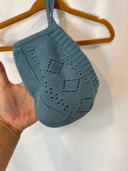 GOCCO. Blue knit romper set. Size 6-9 months