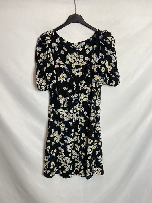 ZARA. Black floral mini dress T. S