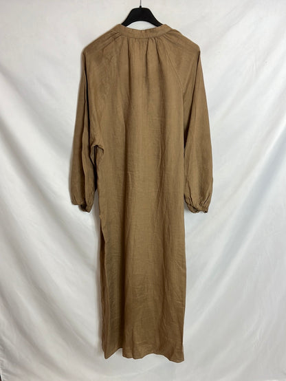 ZARA. Camel linen midi dress. Size XS