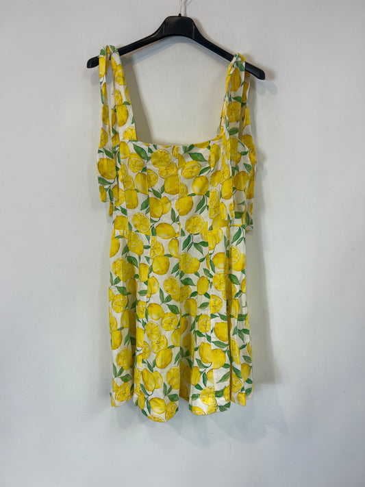 ZARA. Vestido estampado limones. T S