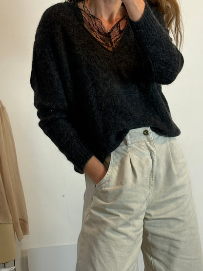 IRO. Jersey  marengo encaje