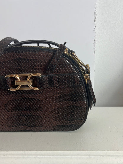 MANGO. Brown mini buckle bag