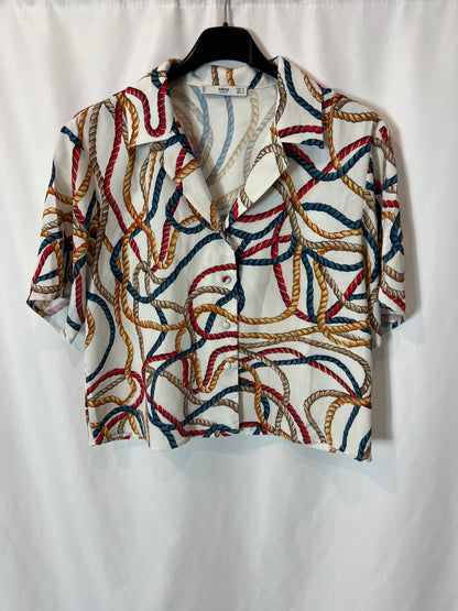 MANGO. String print blouse Ts
