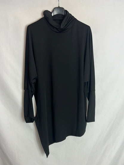 OTHERS. Black asymmetrical high-neck top. TM