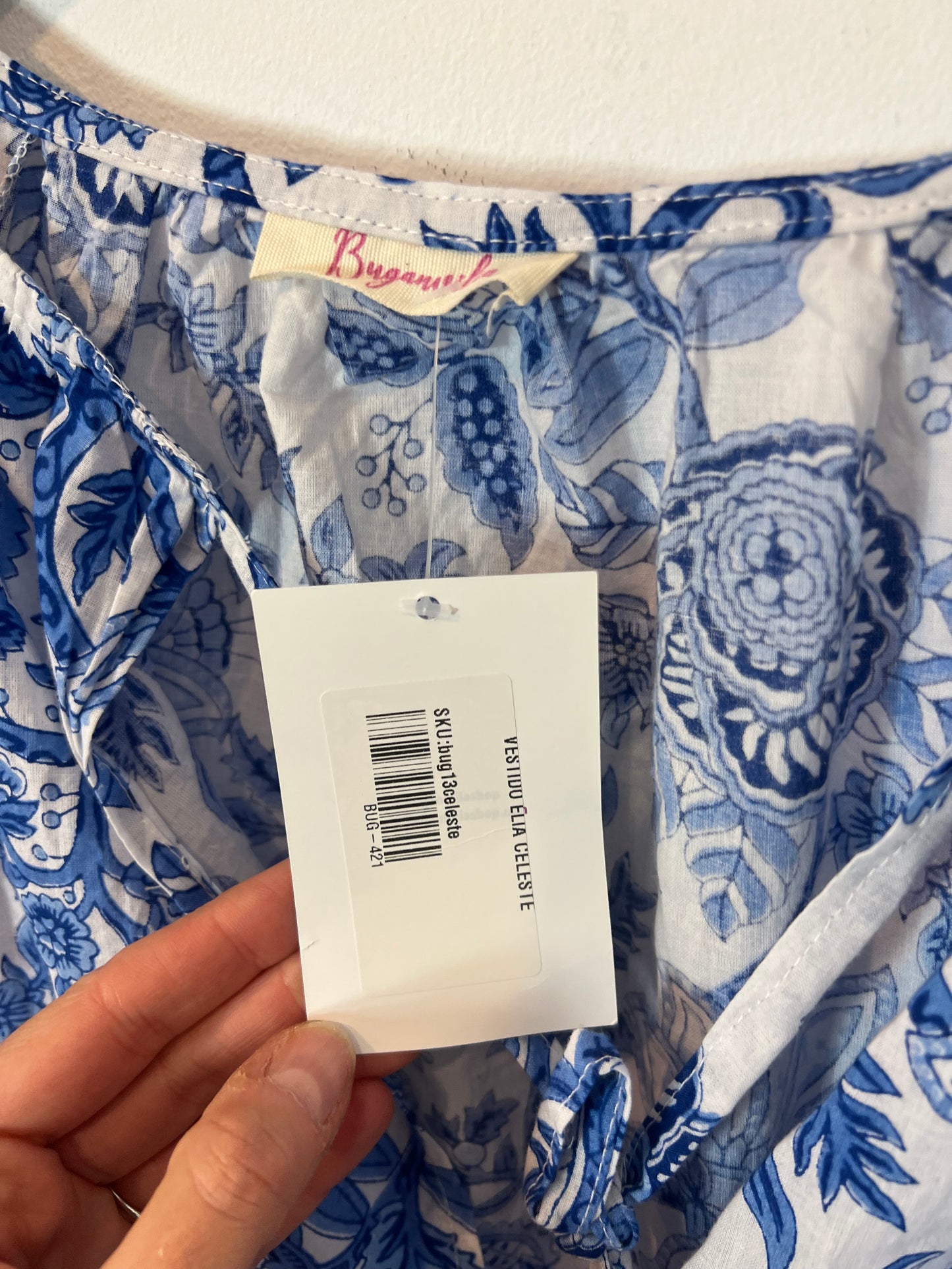 BUGANVILIA. Long dress with blue flowers TL