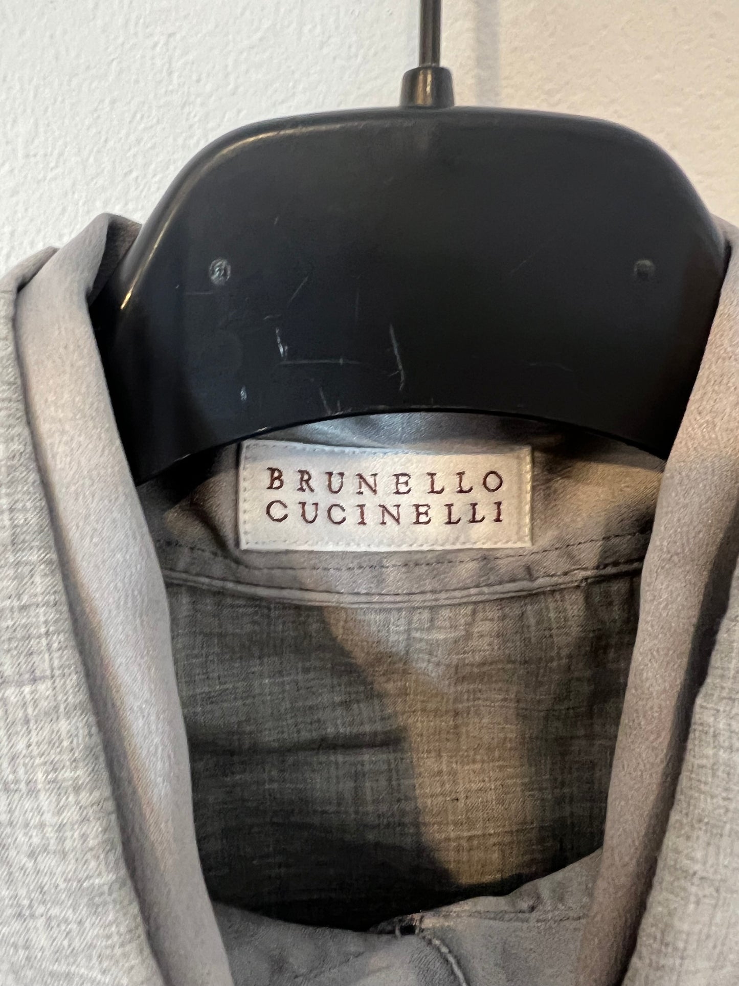 BRUNELLO CUCINELLI. Double-layered gray silk shirt. TM